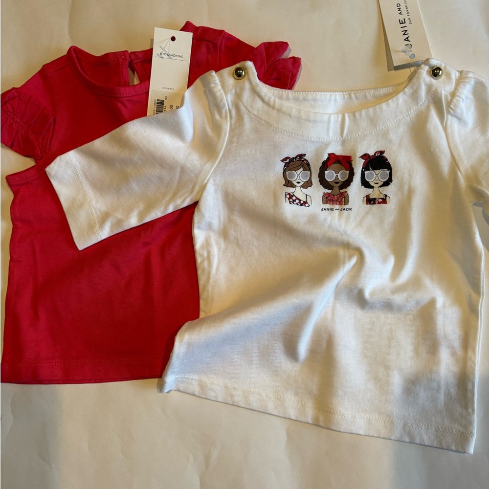Janie and Jack Red and White Short Sleeve Tees